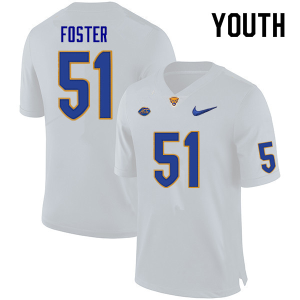 Youth #51 Drew Foster Pitt Panthers College Football Jerseys Sale-White